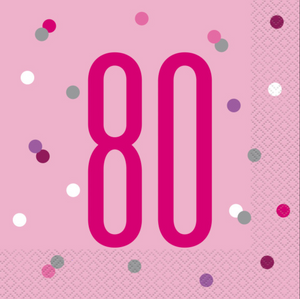 Glitz Pink & Silver 80 Luncheon Napkins (16 Pack)