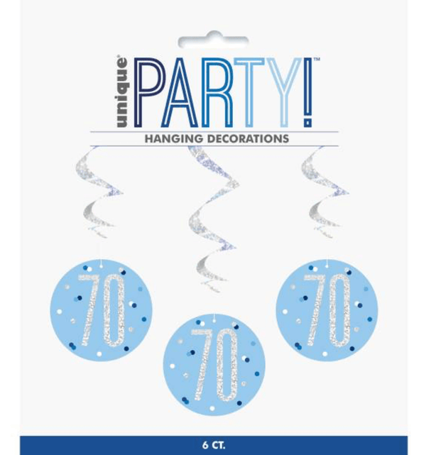 70 Glitz Blue & Silver Hanging Swirls 32"L (6 Pack)