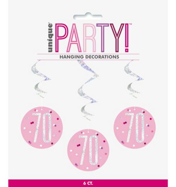 70 Glitz Pink & Silver Hanging Swirls 32"L (6 Pack)