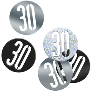 Birthday Black Glitz Number 30 Confetti (0.5 oz)