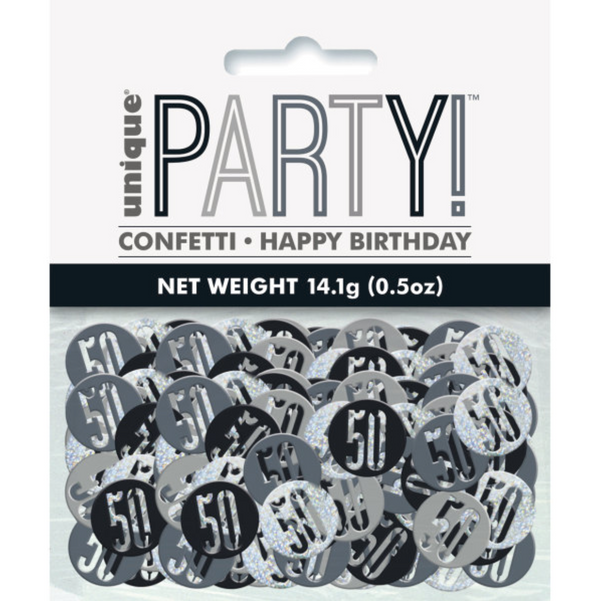 Birthday Black Glitz Number 50 Confetti (0.5 oz)