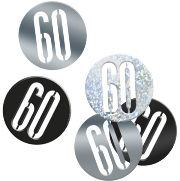 Birthday Black Glitz Number 60 Confetti (0.5 oz)