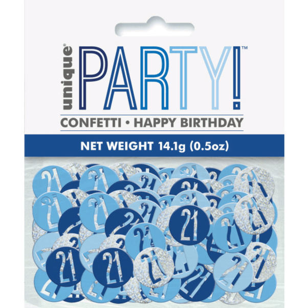 Birthday Blue Glitz Number 21 Confetti (0.5 oz)
