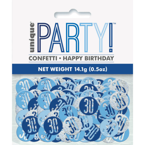 Birthday Blue Glitz Number 30 Confetti (0.5 oz)