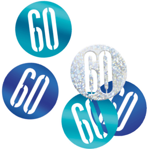 Birthday Blue Glitz Number 60 Confetti (0.5 oz)