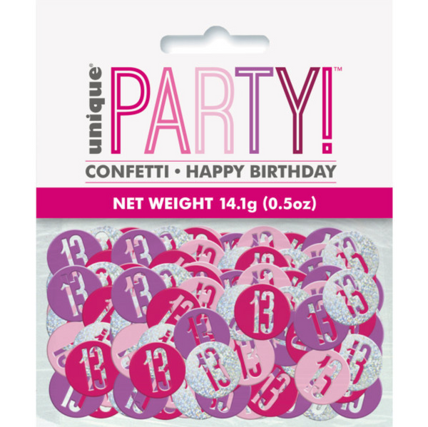 Birthday Pink Glitz Number 13 Confetti (0.5 oz)