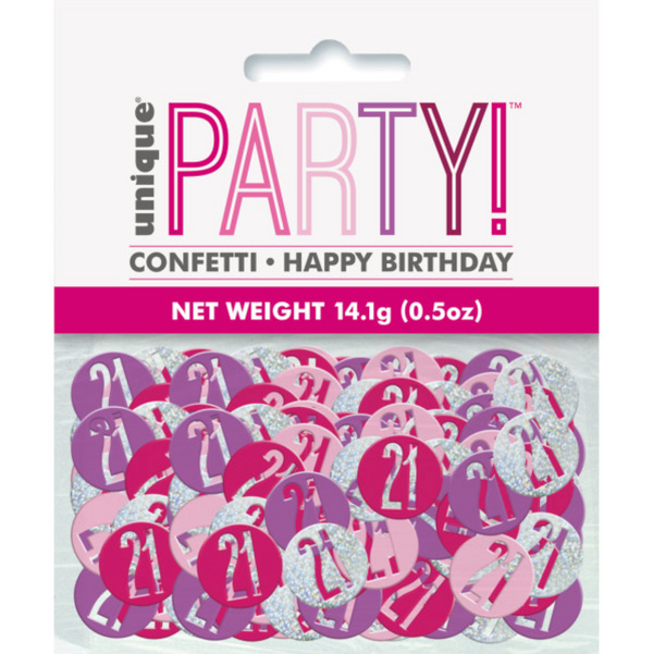 Birthday Pink Glitz Number 21 Confetti (0.5 oz)
