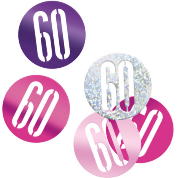 Birthday Pink Glitz Number 60 Confetti (0.5 oz)