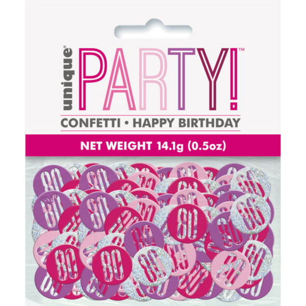 Birthday Pink Glitz Number 80 Confetti (0.5 oz)