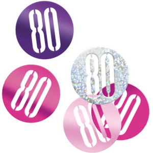 Birthday Pink Glitz Number 80 Confetti (0.5 oz)