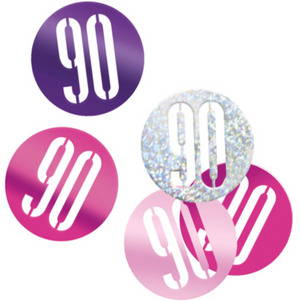 Birthday Pink Glitz Number 90 Confetti (0.5 oz)