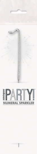 Birthday Silver Glitz Number 1 Sparkler (7")