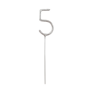 Birthday Silver Glitz Number 5 Sparkler (7")