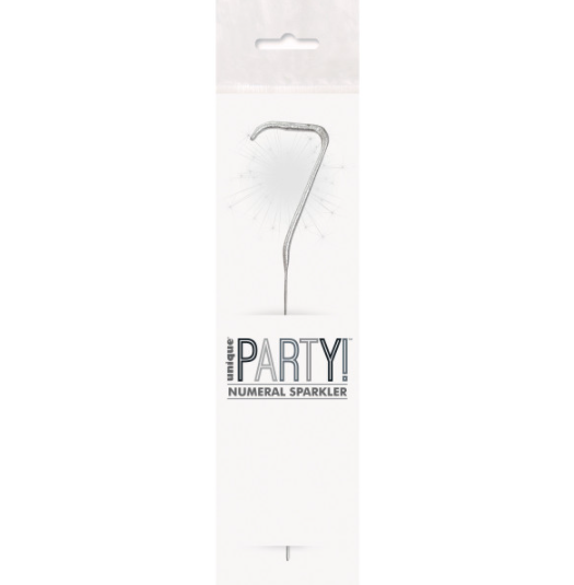 Birthday Silver Glitz Number 7 Sparkler (7")
