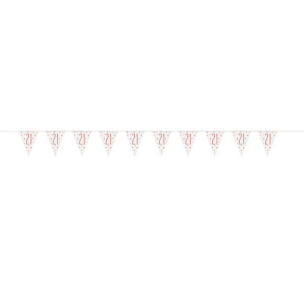 Birthday Rose Gold Glitz Number 21 Prism Pennant Banner (9ft)