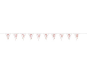 Glitz Rose Gold '30' Prismatic Plastic Flag Banner (9FT)