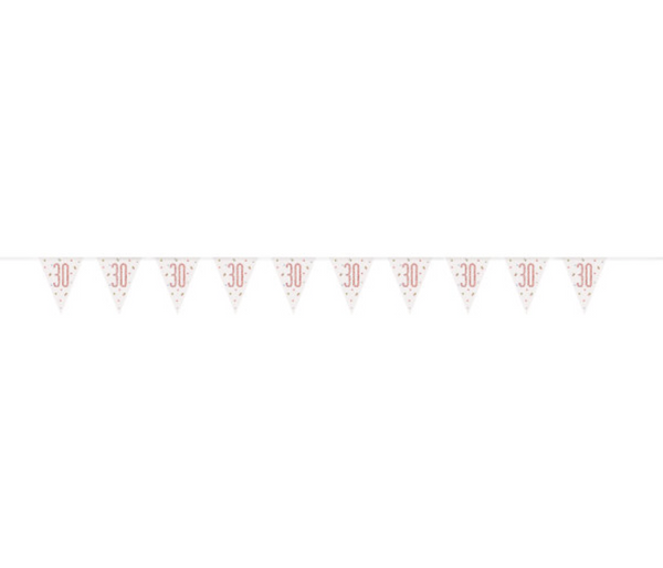 Glitz Rose Gold '30' Prismatic Plastic Flag Banner (9FT)