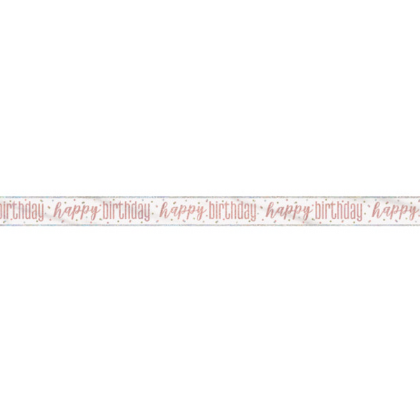 "Happy Birthday" 9ft Glitz Rose Gold Foil Banner