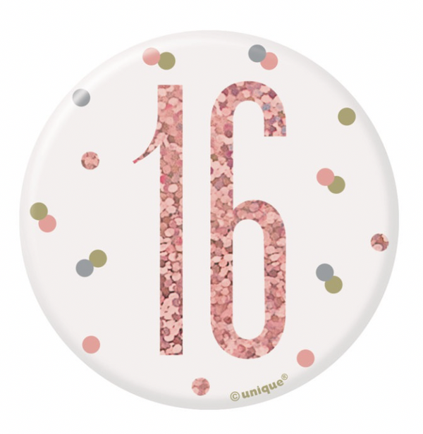 1 Glitz Rose Gold Birthday Badge 16
