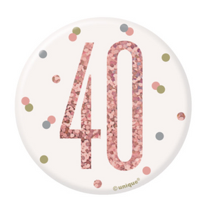 1 Glitz Rose Gold Birthday Badge 40