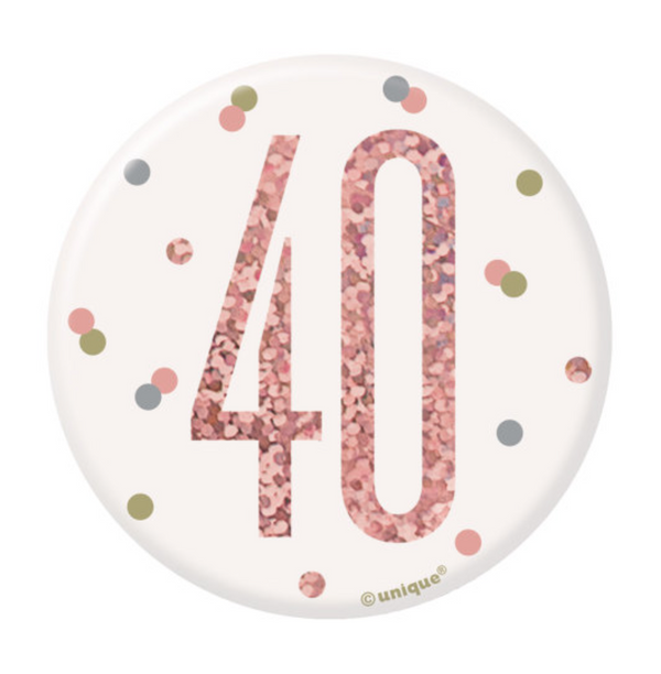 1 Glitz Rose Gold Birthday Badge 40