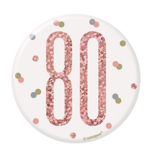 1 Glitz Rose Gold Birthday Badge 80