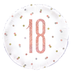 Birthday Rose Gold Glitz Number 18 Round Foil Balloon (18")