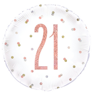 Birthday Rose Gold Glitz Number 21 Round Foil Balloon ( 18")