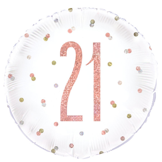 Birthday Rose Gold Glitz Number 21 Round Foil Balloon ( 18")