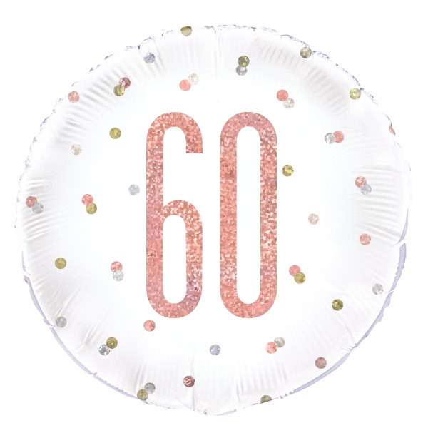 Birthday Rose Gold Glitz Number 60 Round Foil Balloon (18")
