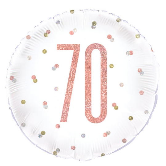 Birthday Rose Gold Glitz Number 70 Round Foil Balloon (18")
