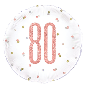 Birthday Rose Gold Glitz Number 80 Round Foil Balloon (18")