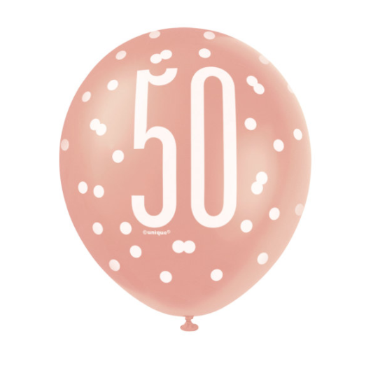 12" Rose Gold Latex Balloons 50 (6 Pack)