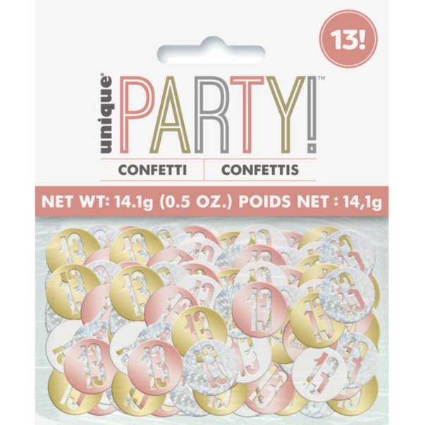 Birthday Rose Gold Glitz Number 13 Confetti (0.5 oz)