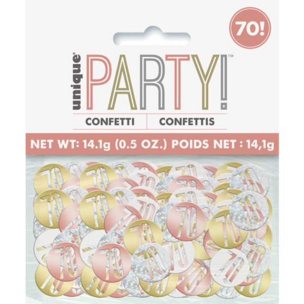 Birthday Rose Gold Glitz Number 70 Confetti (0.5 oz)