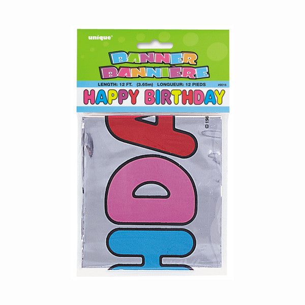 Foil Birthday Banner 12ft - Short Fold