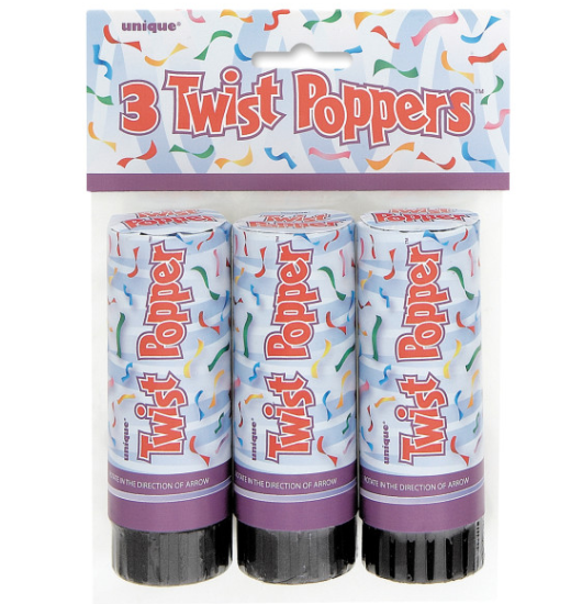 Twist Poppers 4" ( 3 Pack)