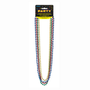 Metallic Bead Necklaces - Assorted Colors 32" (4 pack)