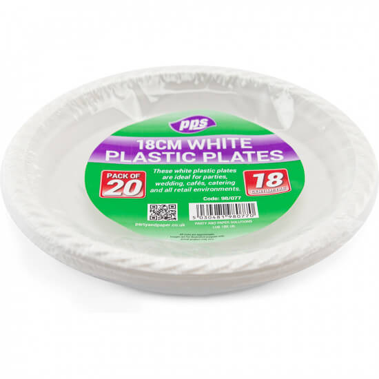 Plates Plastic White 18cm (20 Pack)