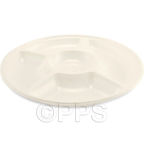 Plates Plastic Snack tray White - 5 compartment