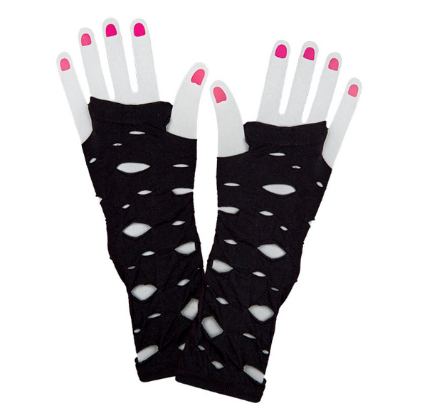 Long Fingerless Ripped Gloves