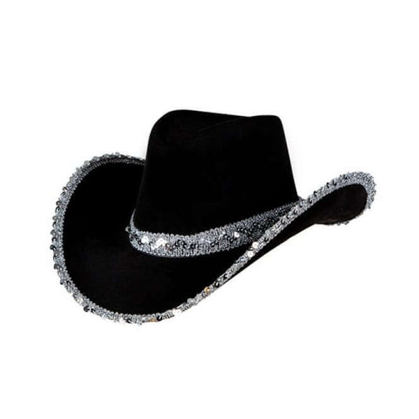 Texan Cowgirl Hat - Black/Sequins