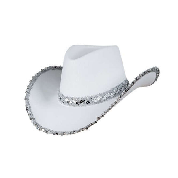 Texan Cowgirl Hat - White/Sequins