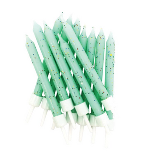 Glitter Candles Mint Green with Holders - 7.5cm (3"") - (75 Pack)