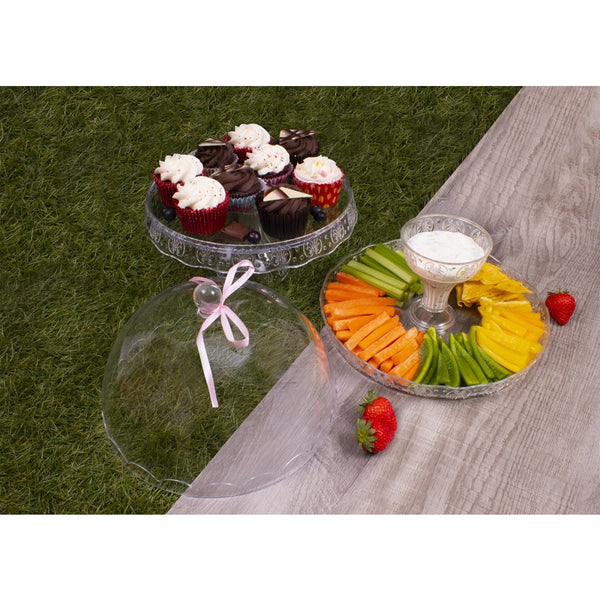 AFTERNOON TEA CAKE STAND WITH DOME COVER (27CM )