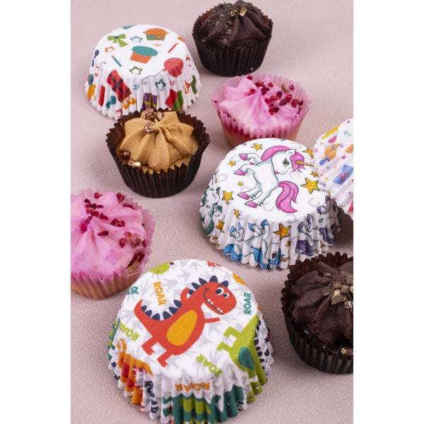 CAKE CASES in 4 Assorted Designs (100 Pack)