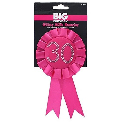 Pink 30th Diamante Rosette