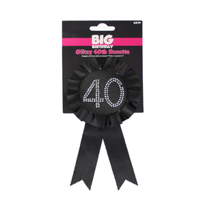 Black 40th Diamante Rosette