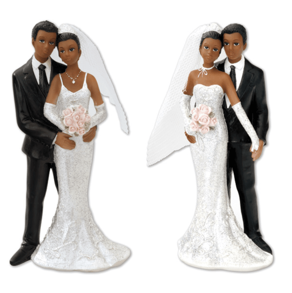 BLACK BRIDE AND GROOM STANDING (4 PACK)
