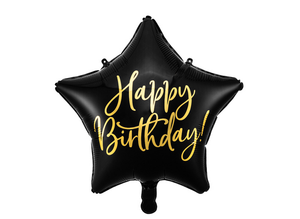 Foil balloon Happy Birthday - black (40cm)